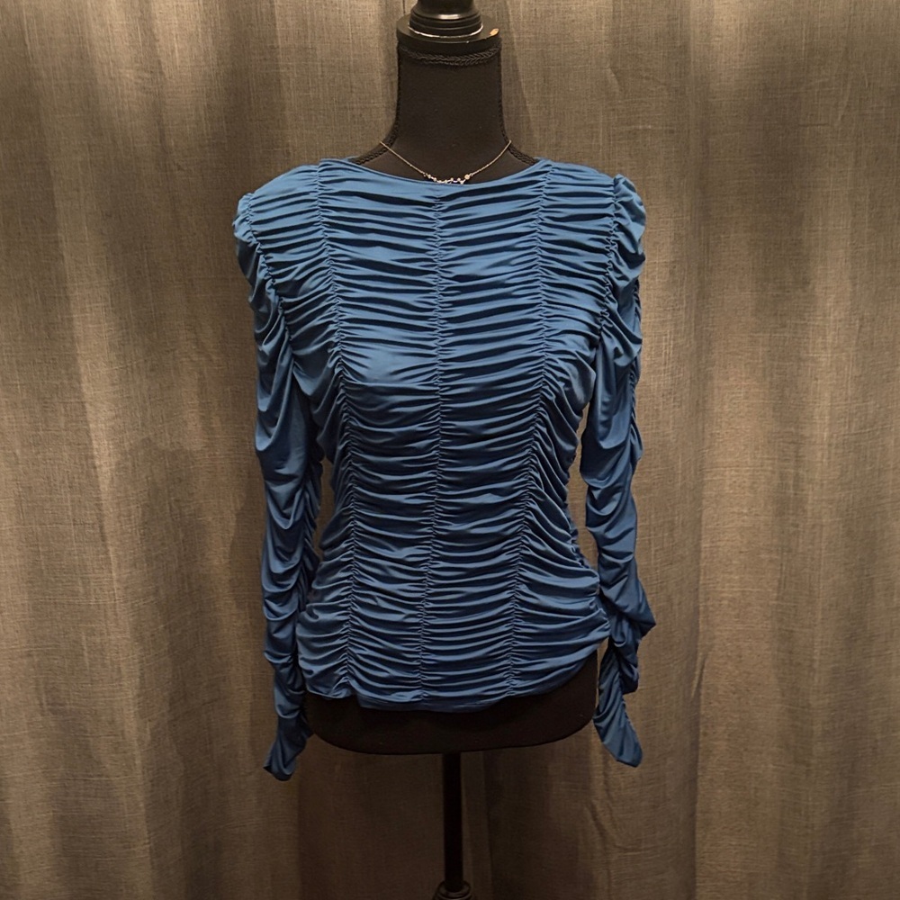 LaRambla Chic Ruched Women's Top in Blue